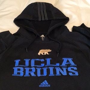 UCLA BRUINS black hooded sweatshirt, Adidas ClimaWarm, Men’s Medium